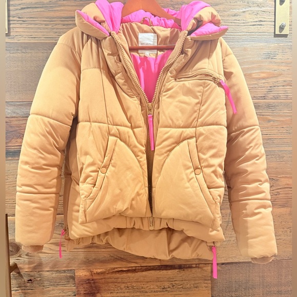 AVEC Les FILLES Brown Puffer Jacket with Pink Lining - Picture 7 of 15
